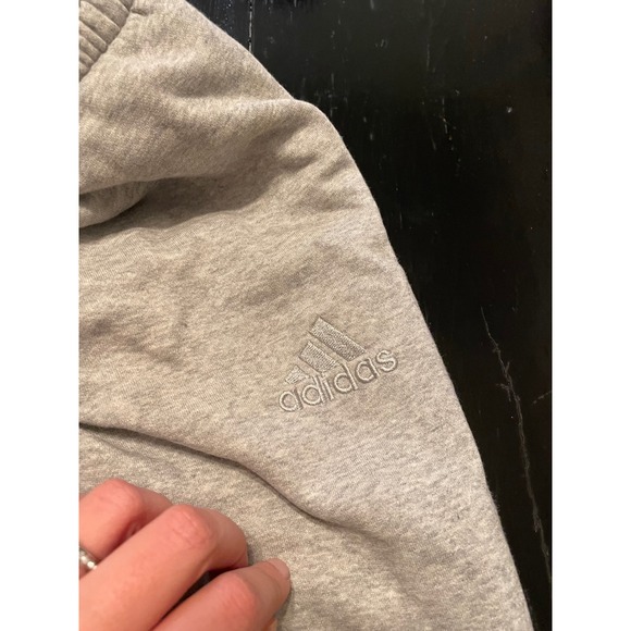 Adidas Women Gray Jogger Sweatpants Big Logo Drawstring Waist Casual Athletic - Picture 2 of 4